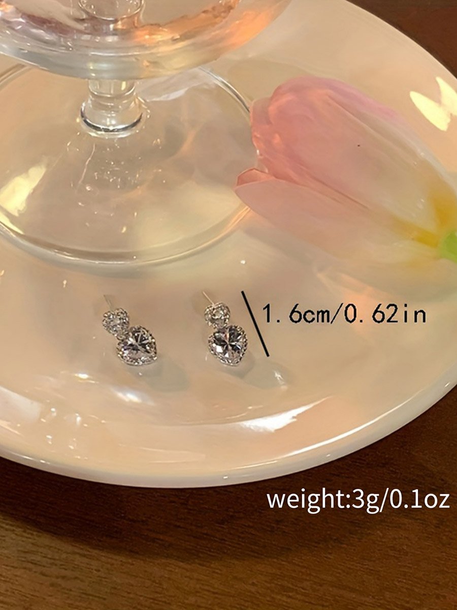 Crystal Heart Dangle Earrings