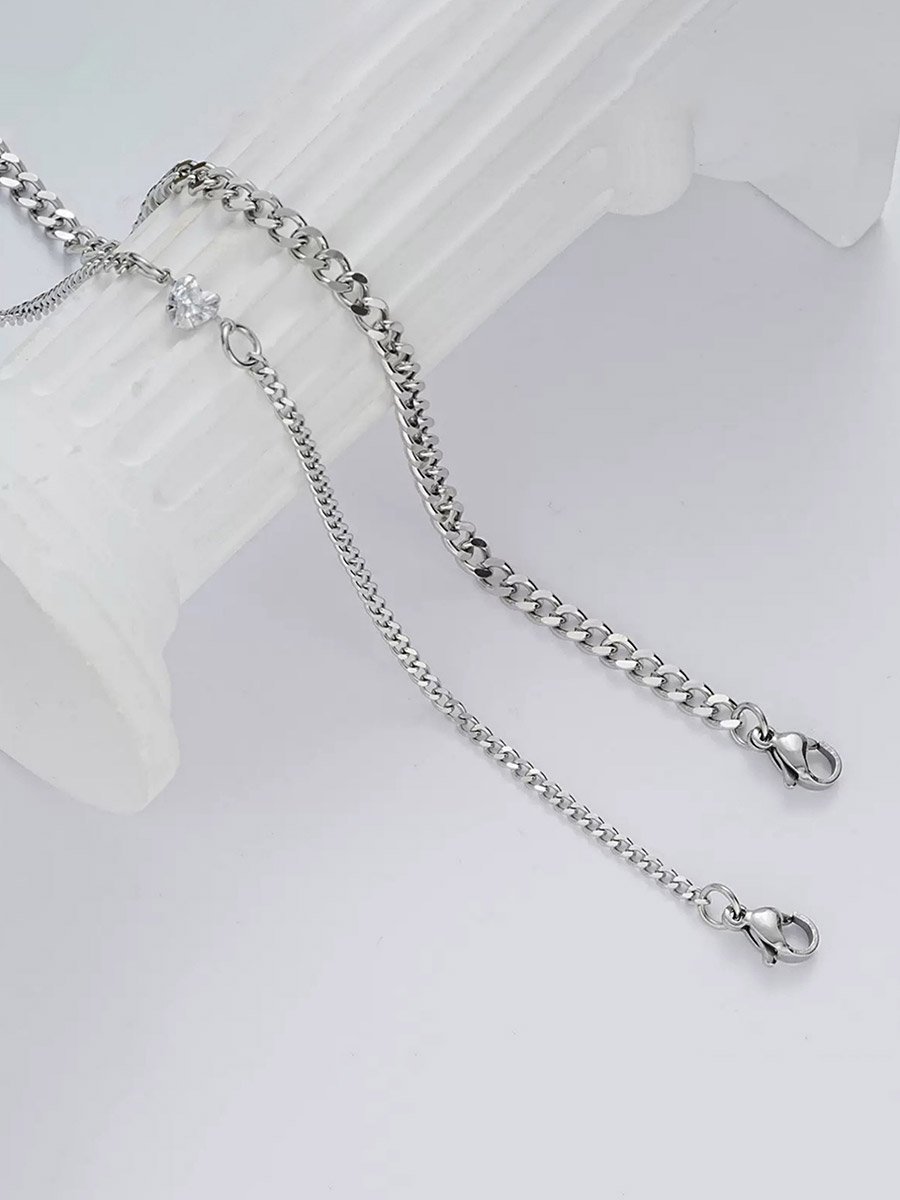 Set of 2 - Silver Link Couple Bracelets