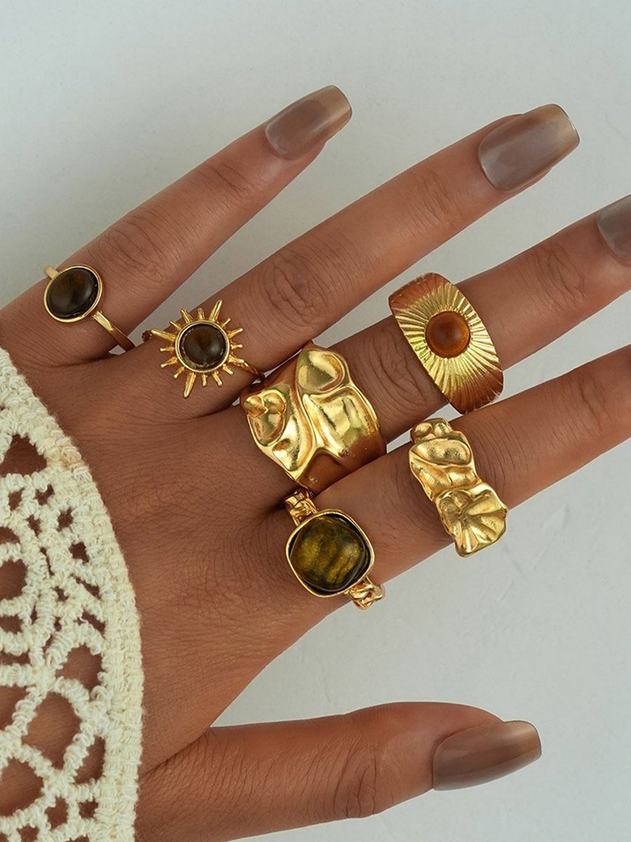 Pack of 6 - Assorted Embellished Rings