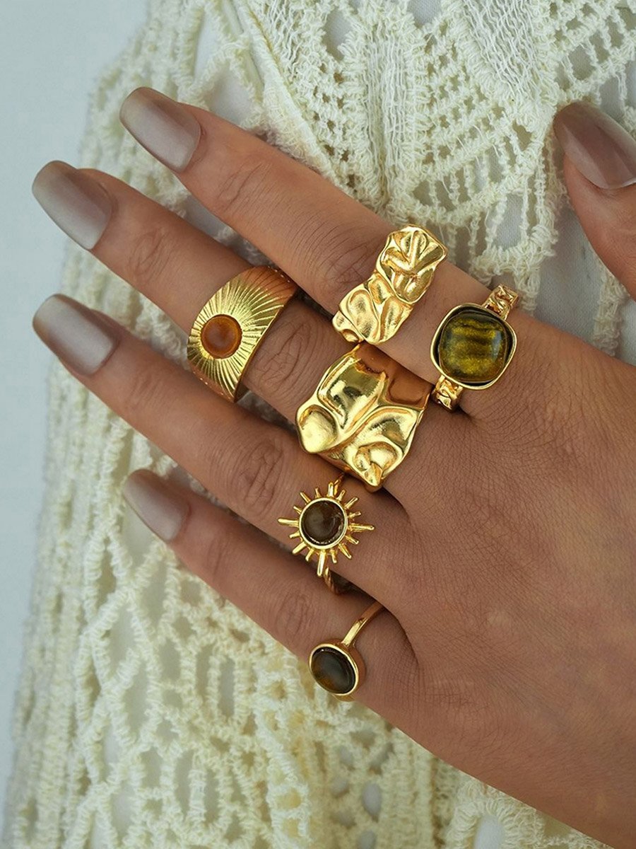 Pack of 6 - Assorted Embellished Rings
