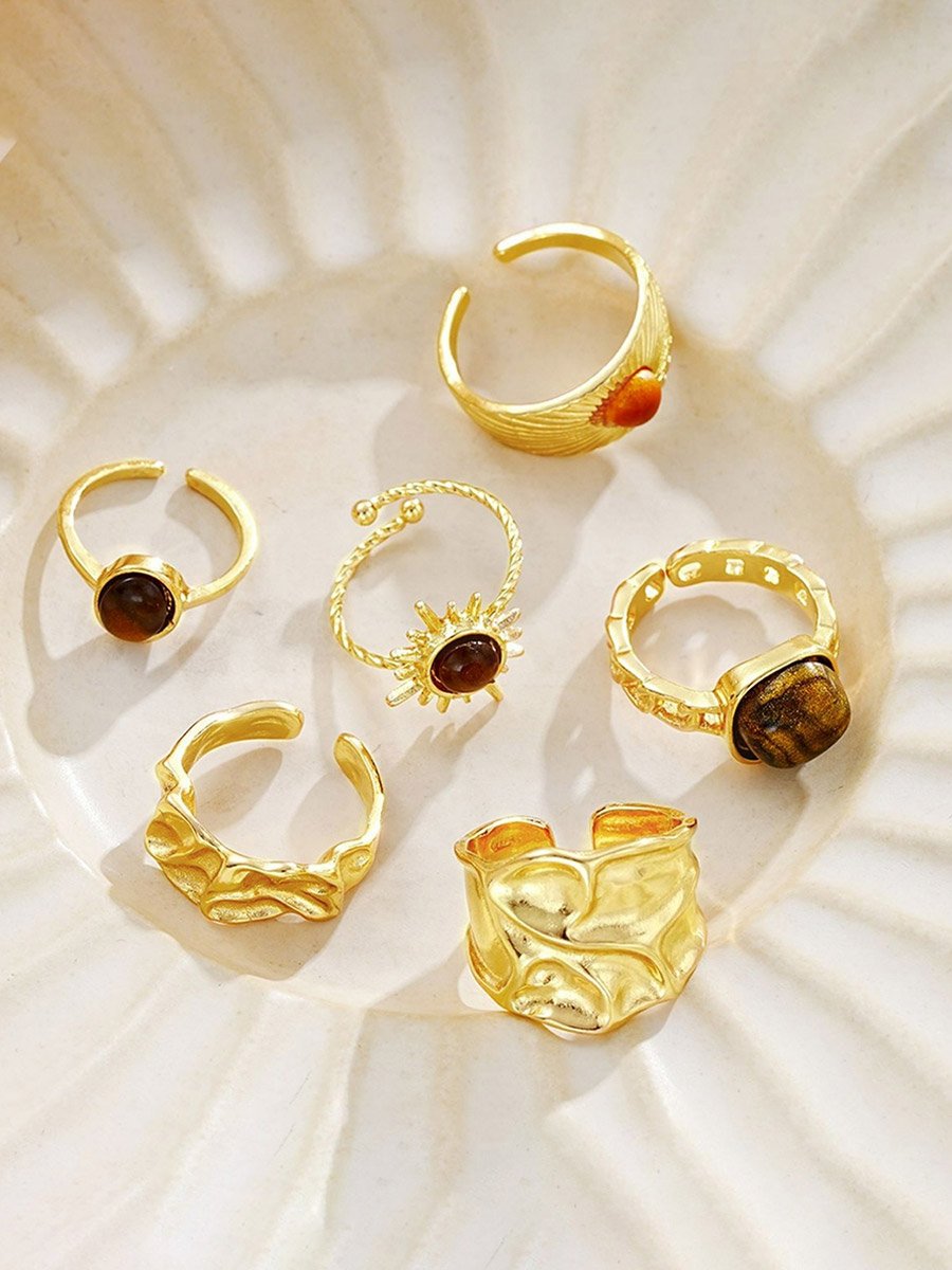 Pack of 6 - Assorted Embellished Rings