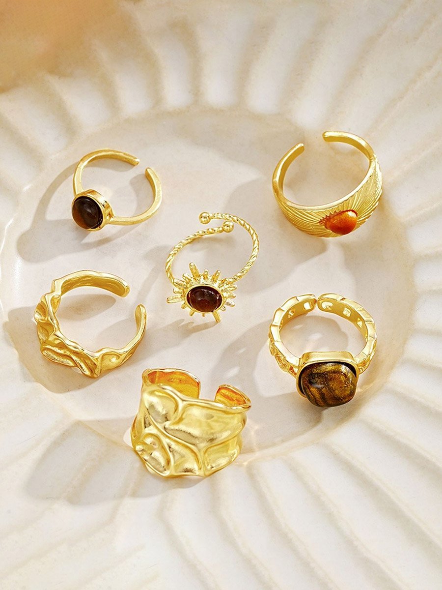 Pack of 6 - Assorted Embellished Rings