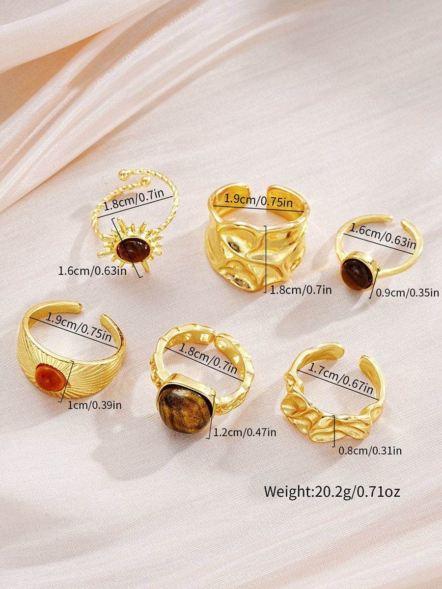 Pack of 6 - Assorted Embellished Rings