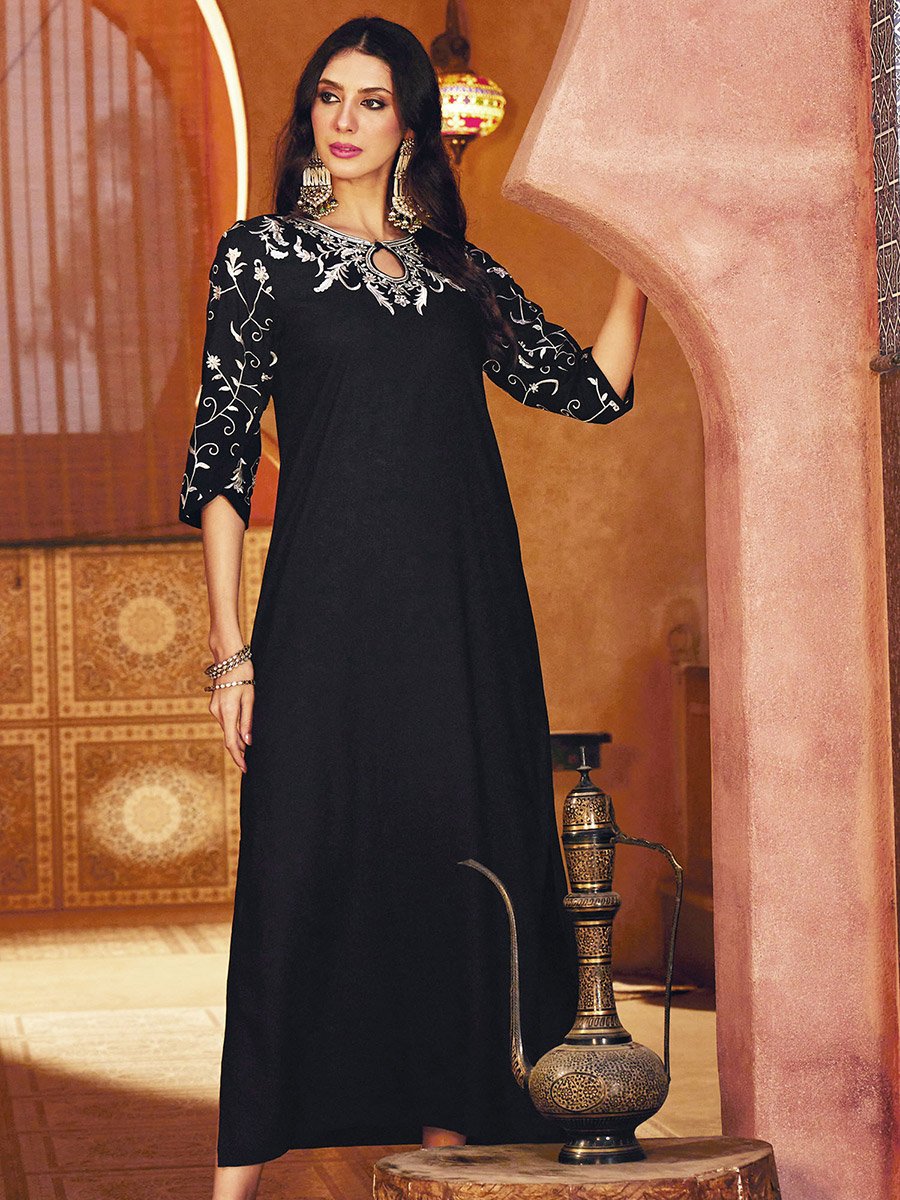 chinese dress ladies Designer Kaftan Rayon Maxi Dress – Maxim Creation main image 0