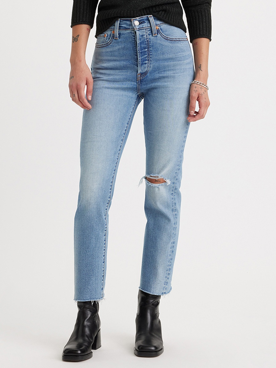 Women Distress Button-Fly Slim Fit Jeans