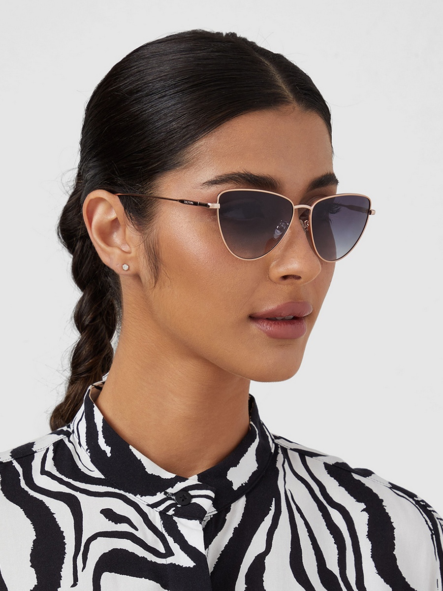 Women Blue Lens 56 mm Cat Eye Sunglasses - 30S-000263-2302