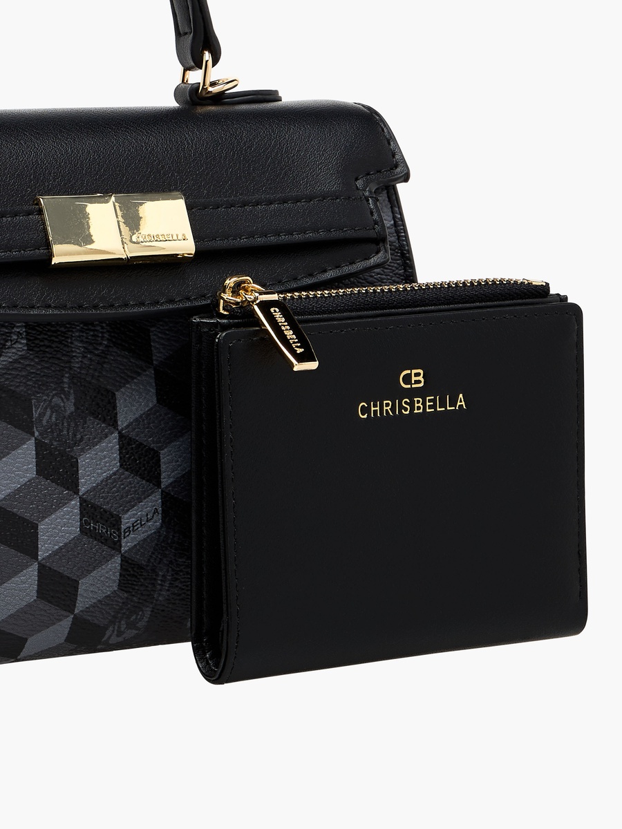 Geometric Print Crossbody Bag with Wallet