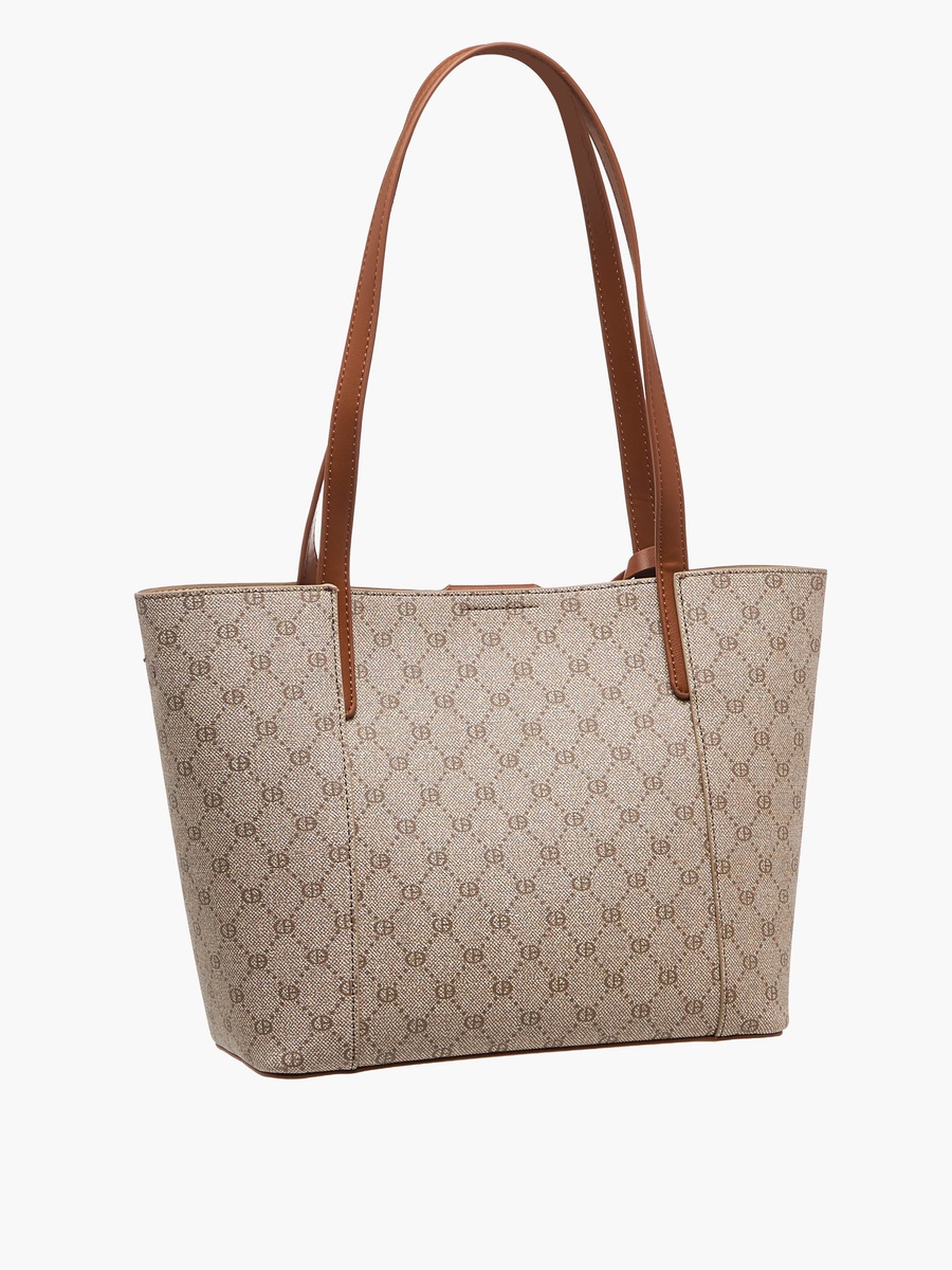 Monogram Print Tote Bag with Zip Around Wallet