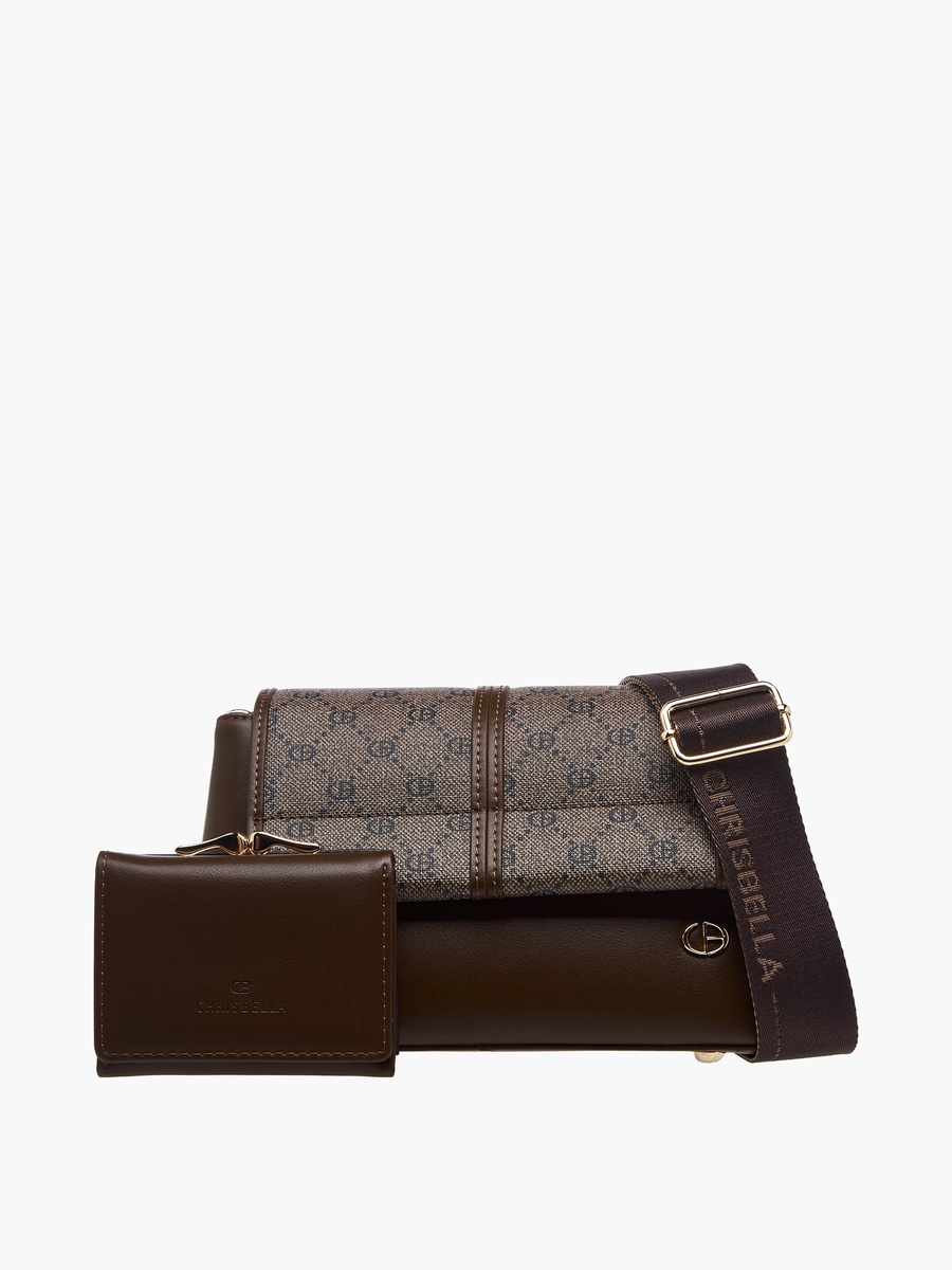 Monogram Print Crossbody Bag with Wallet