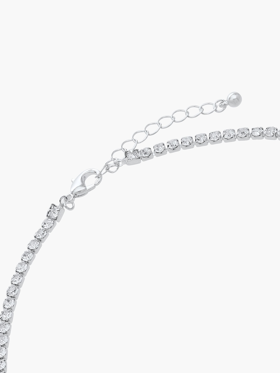 Metal Lariat Necklace with Stone Embellished Design