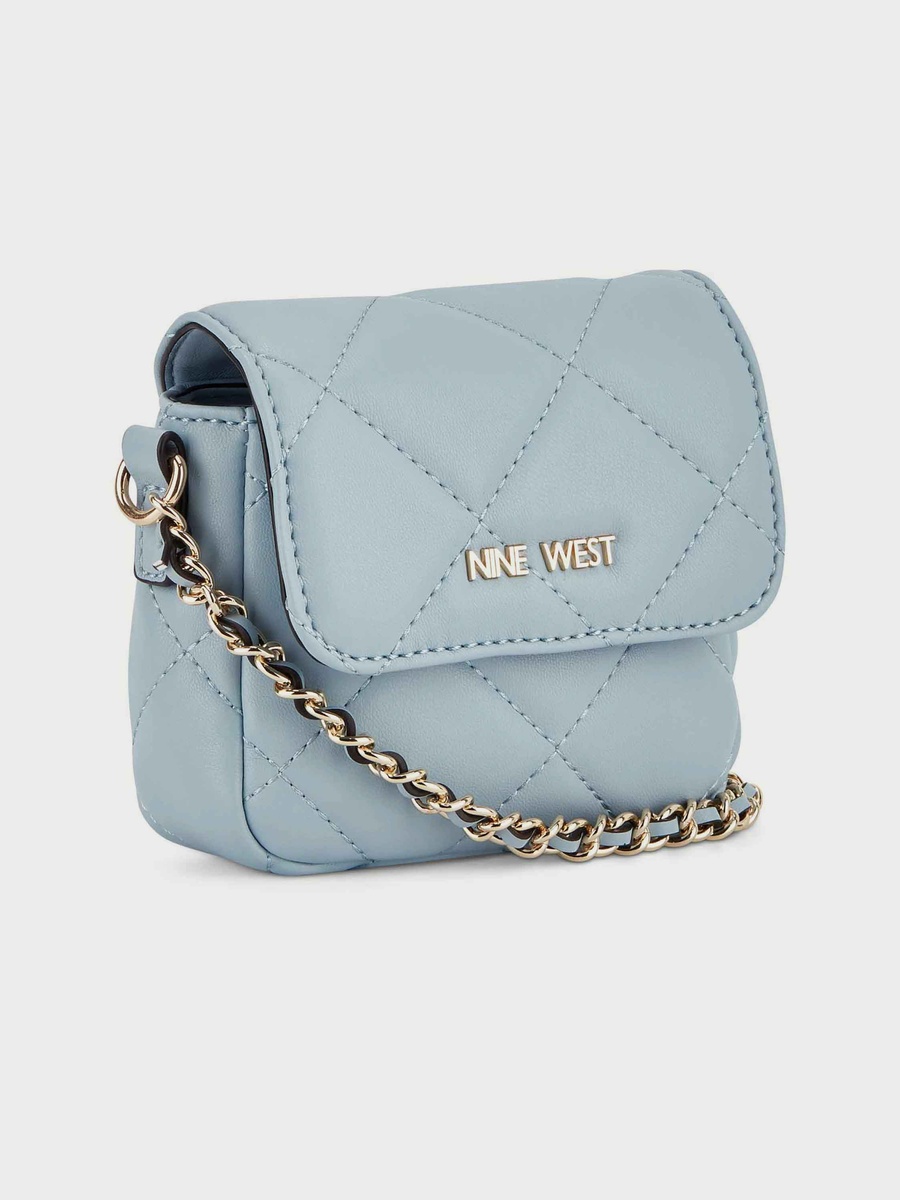 Crescent Quilted Crossbody Bag with Zip Closure and Strap