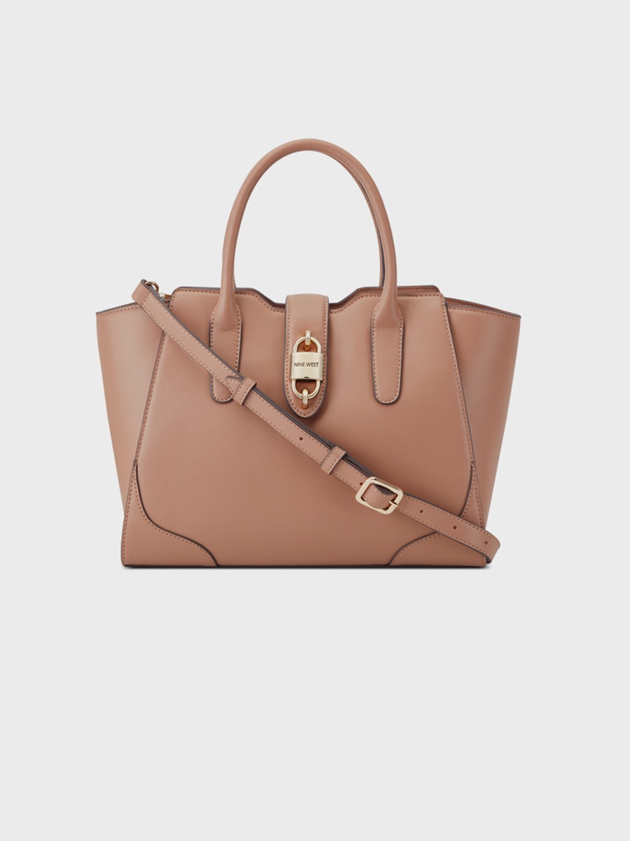 Wesson Plain Double Handle Satchel Bag with Zipper Closure and Detachable Strap