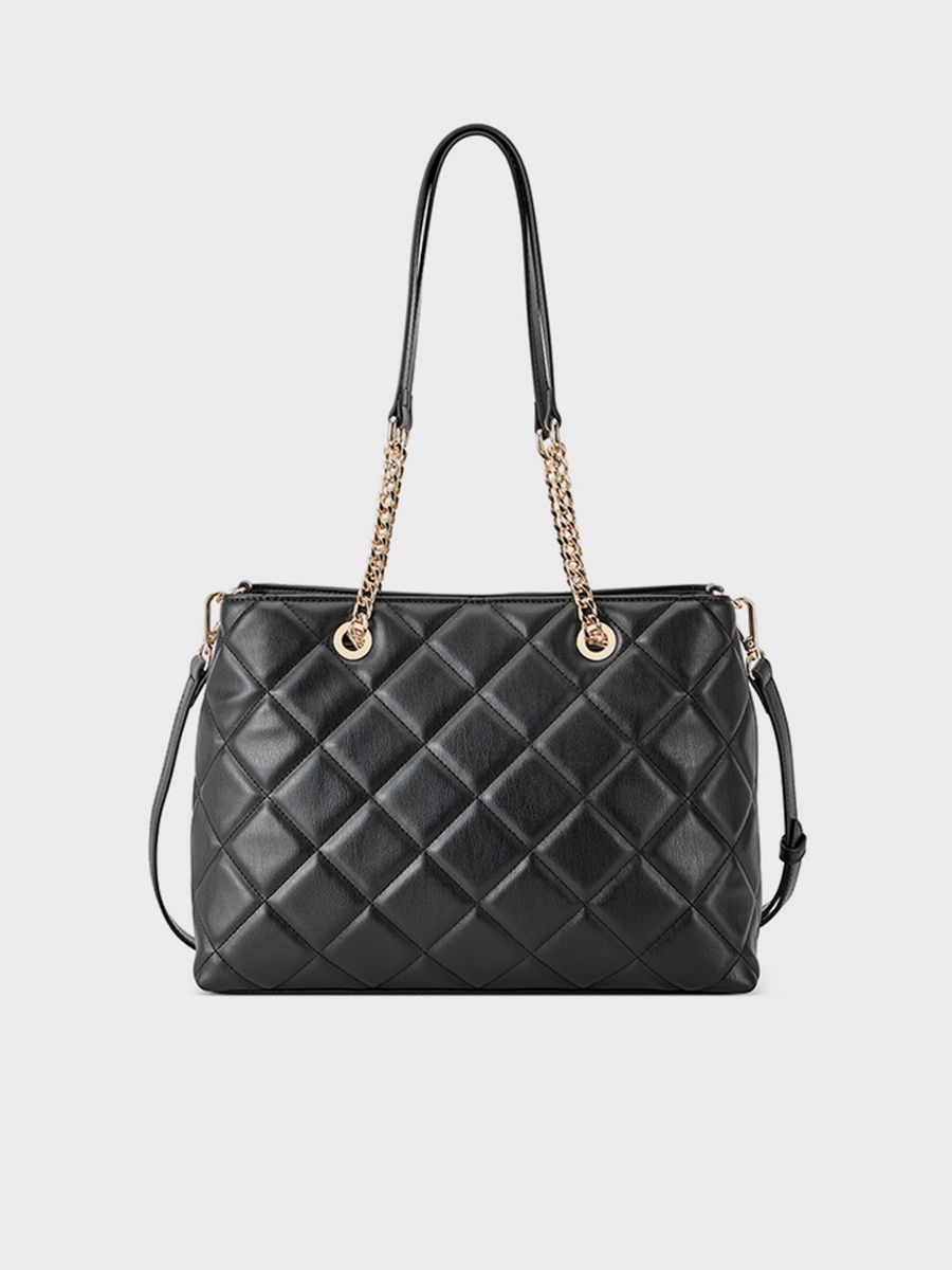 Meilani Quilted Double Handle Satchel Bag with Magnetic Closure and Detachable Strap