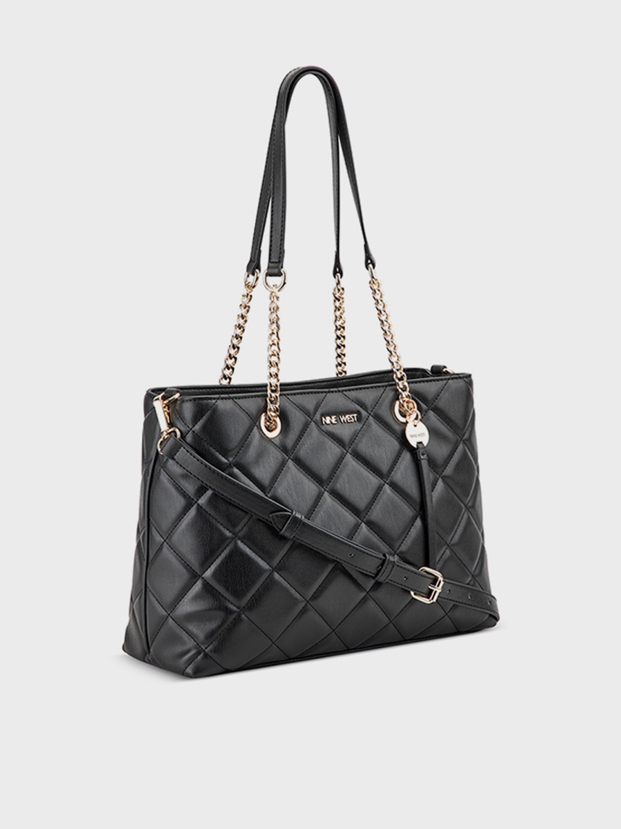 Meilani Quilted Double Handle Satchel Bag with Magnetic Closure and Detachable Strap