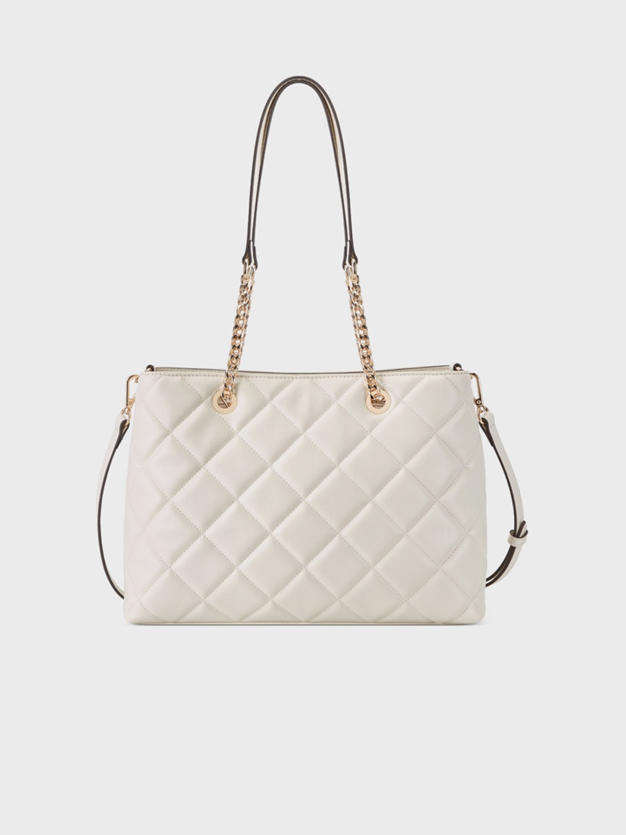 Meilani Quilted Double Handle Satchel Bag with Magnetic Closure and Detachable Strap