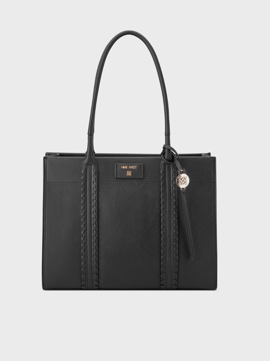 Peyton Textured Double Handle Tote Bag with Zipper Closure