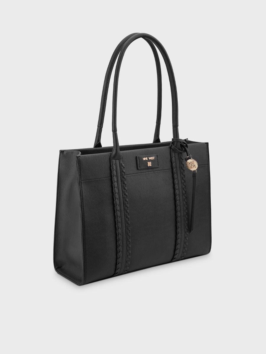 Peyton Textured Double Handle Tote Bag with Zipper Closure