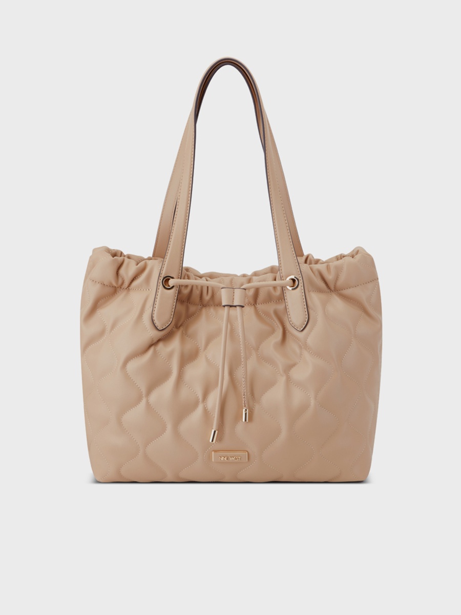 Kevina Quilted Double Handle Shoulder Bag with Drawstring Closure