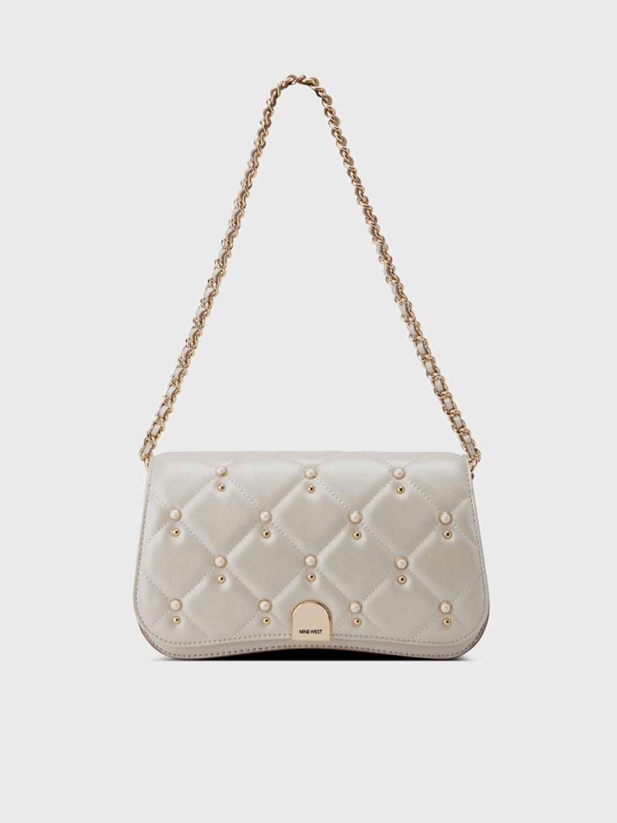 Somi Embellishment Shoulder Bag with Flap Closure and Chain Strap