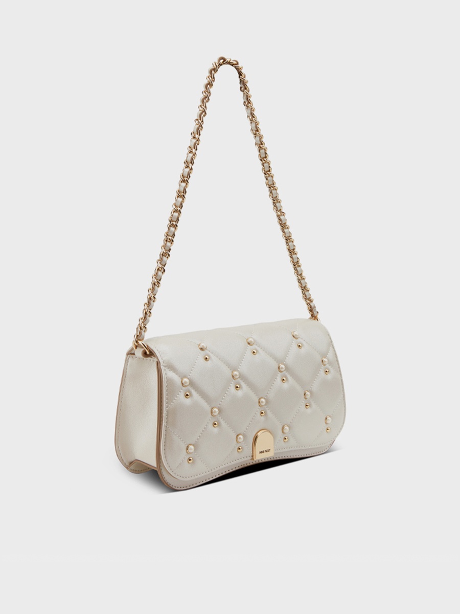 Somi Embellishment Shoulder Bag with Flap Closure and Chain Strap