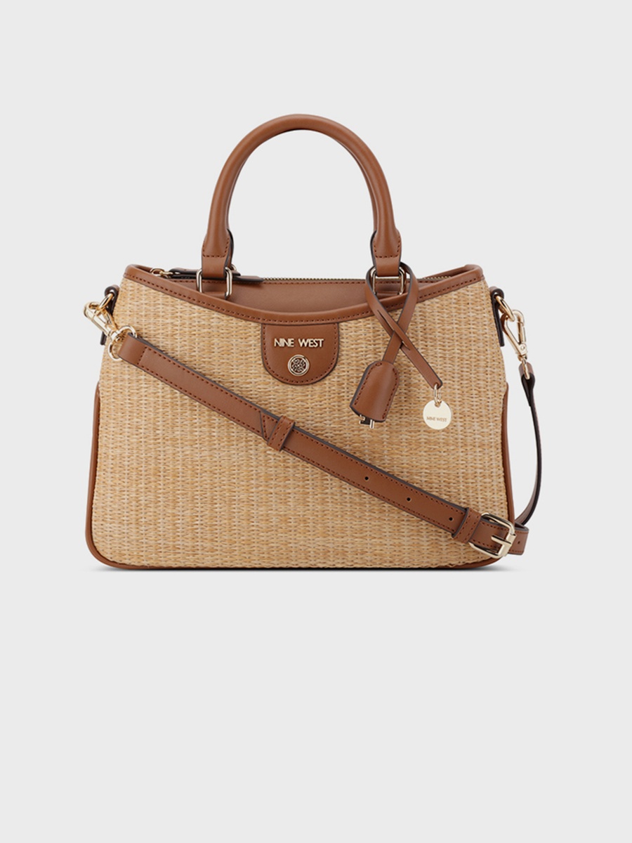 Kiley Textured Double Handle Satchel Bag with Zipper Closure and Detachable Strap