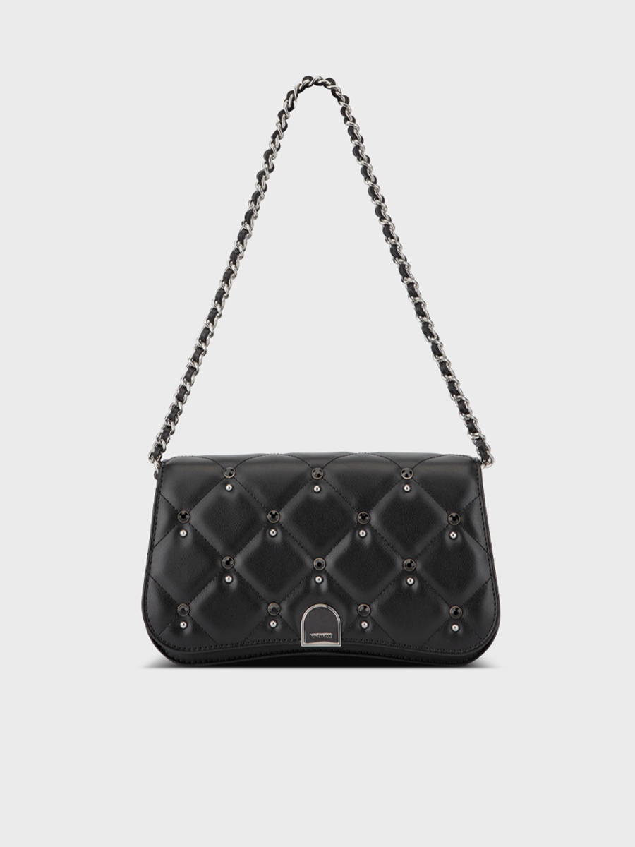 Somi Embellishment Shoulder Bag with Flap Closure and Chain Strap
