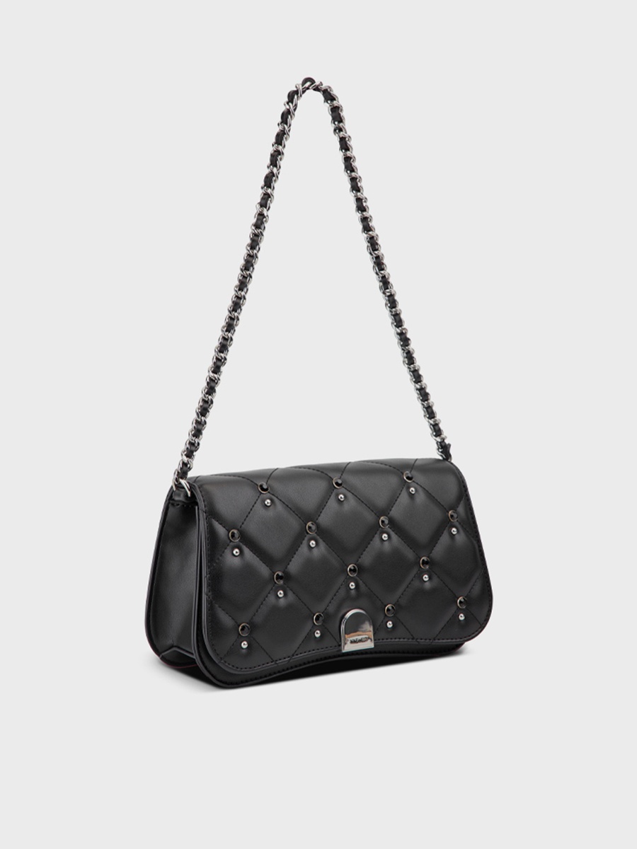 Somi Embellishment Shoulder Bag with Flap Closure and Chain Strap