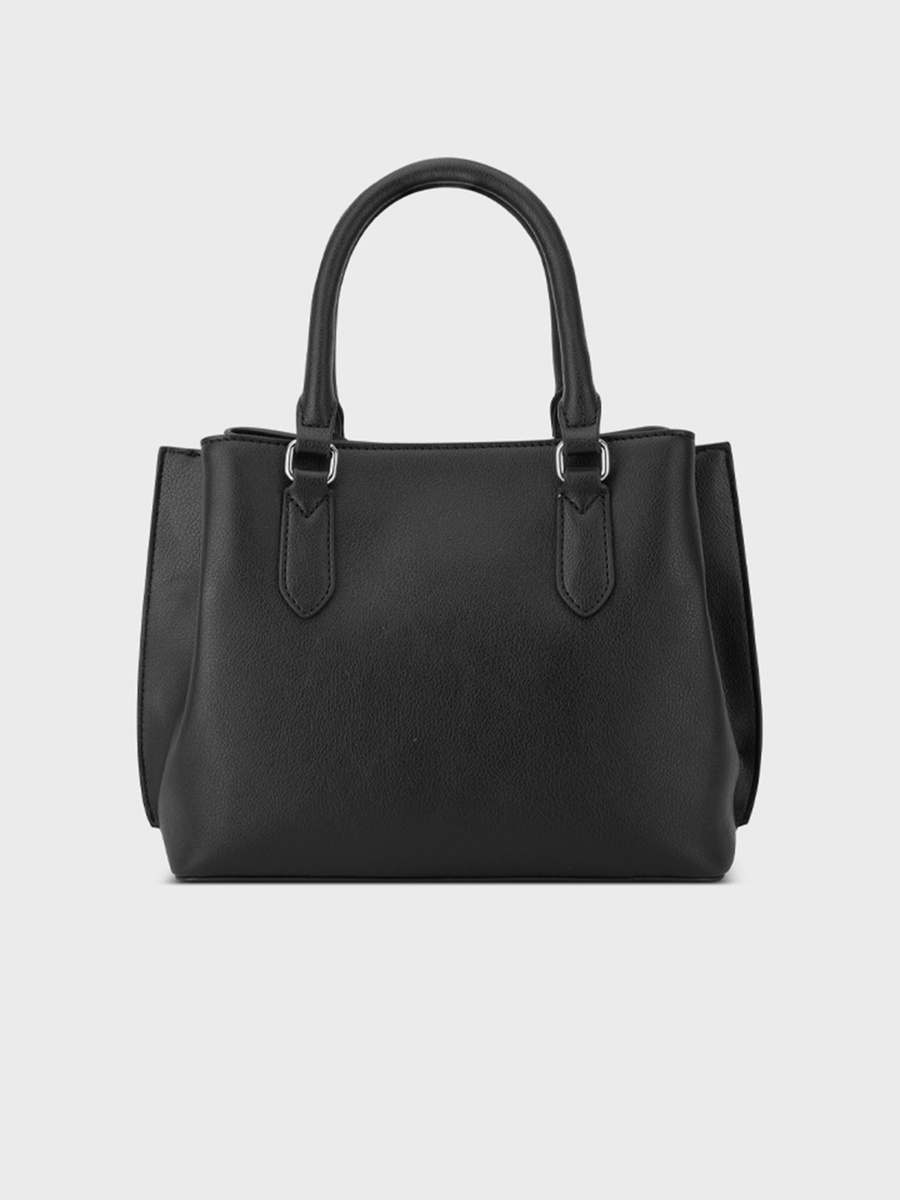 Shonda Textured Double Handle Satchel Bag with Magnetic Closure and Detachable Strap