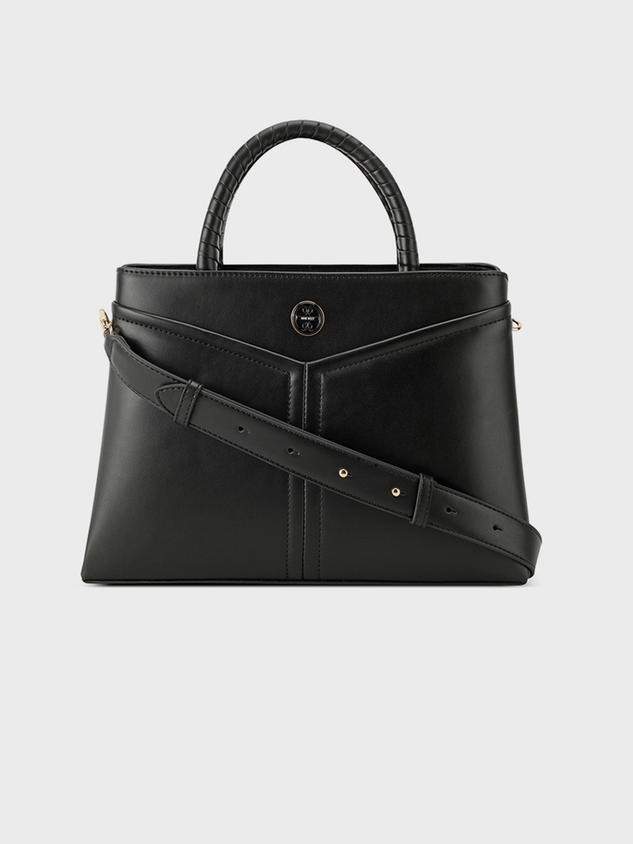 Erina Plain Double Handle Satchel Bag with Zipper Closure and Detachable Strap
