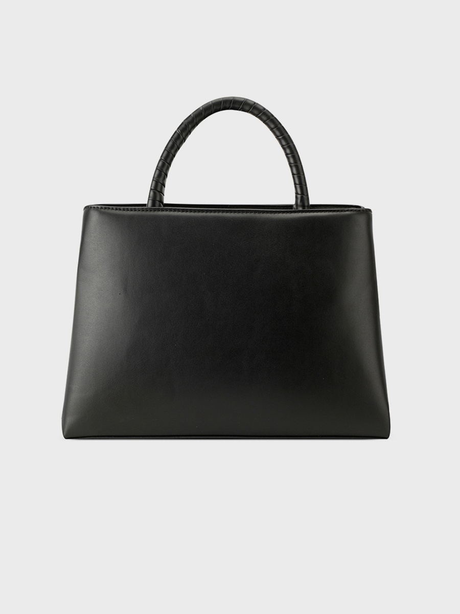 Erina Plain Double Handle Satchel Bag with Zipper Closure and Detachable Strap
