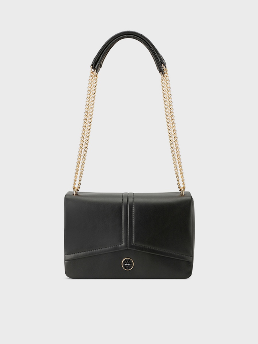Erina Plain Crossbody Bag with Flap Closure and Chain Strap