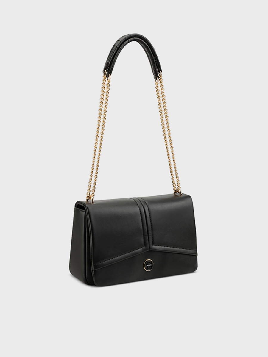 Erina Plain Crossbody Bag with Flap Closure and Chain Strap