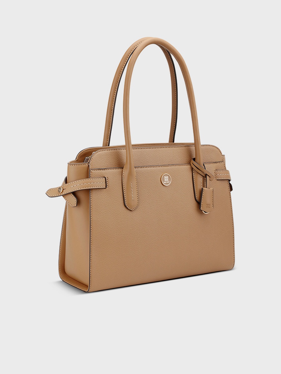 Nami Plain Double Handle Tote Bag with Zipper Closure