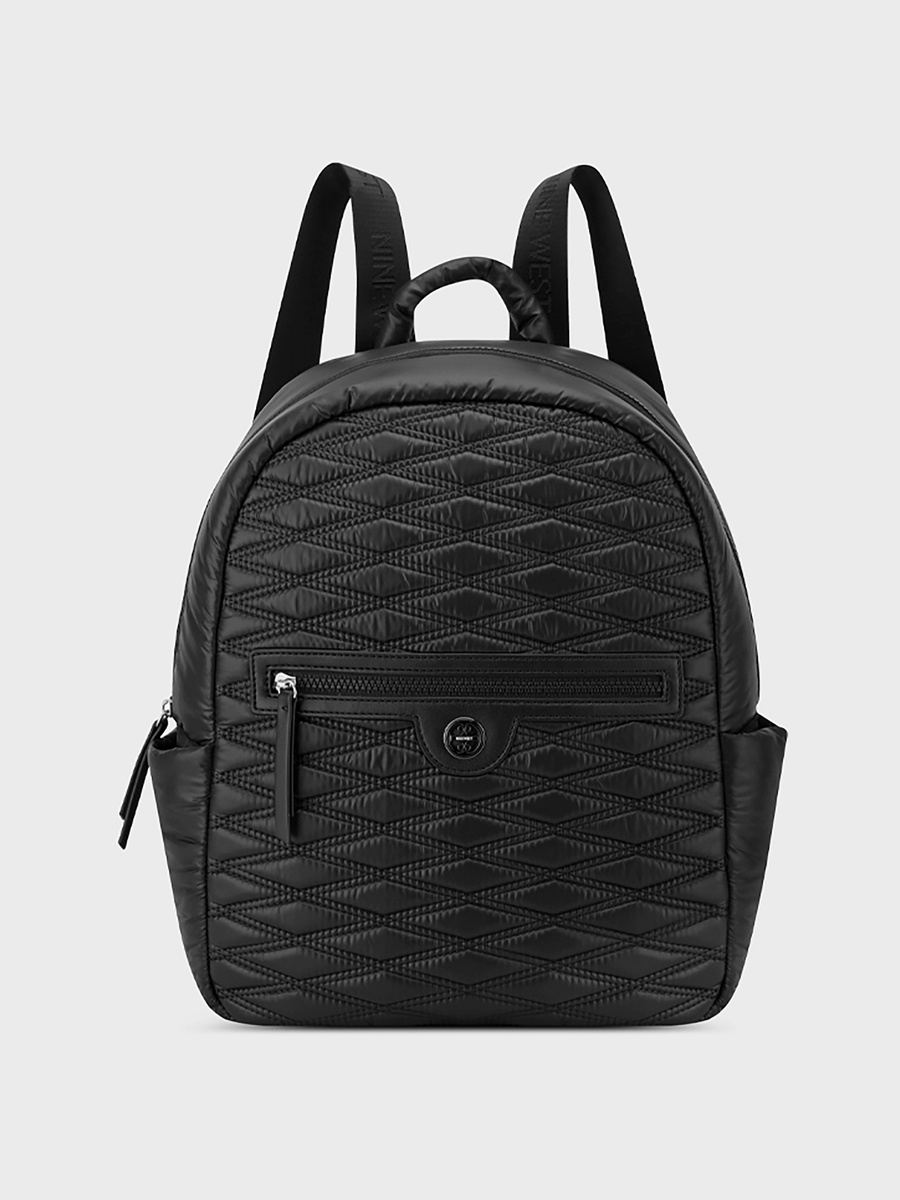 Quilted Backpack with Zipper Closure and Adjustable Strap