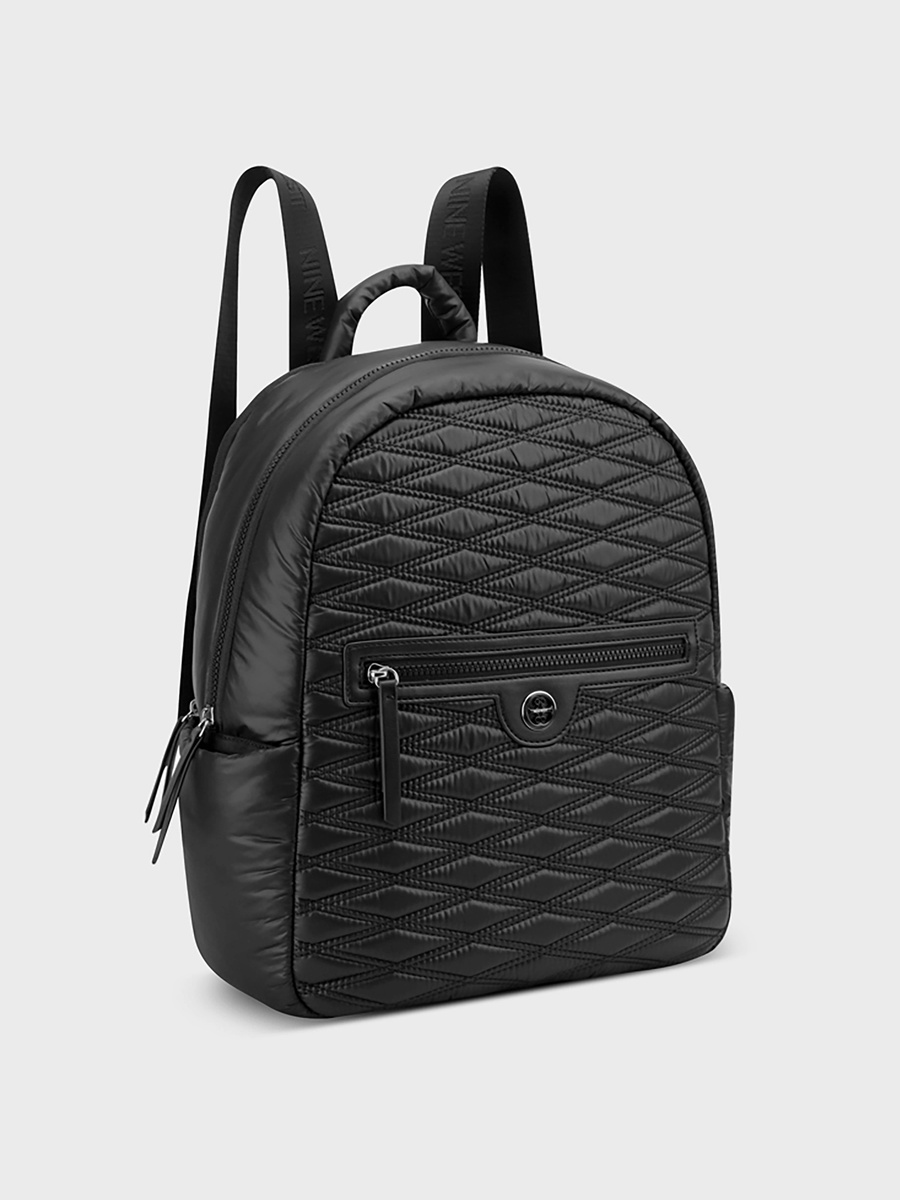 Quilted Backpack with Zipper Closure and Adjustable Strap
