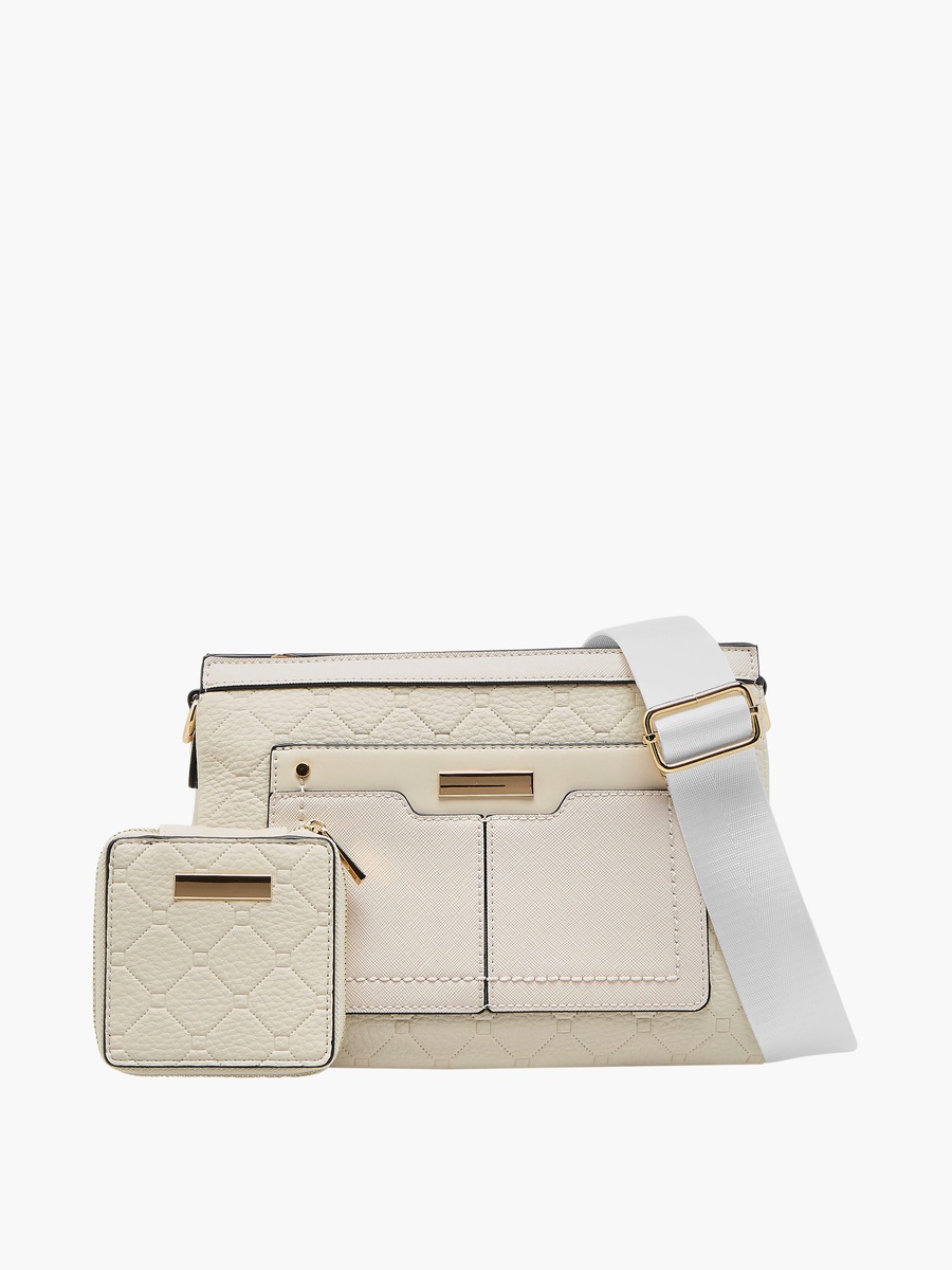 Embossed Crossbody Bag with Pouch