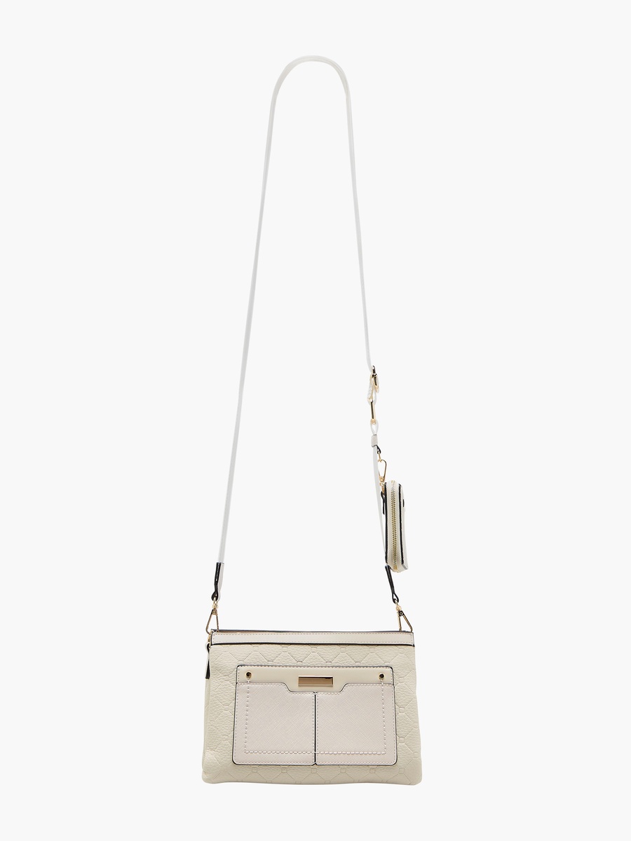 Embossed Crossbody Bag with Pouch