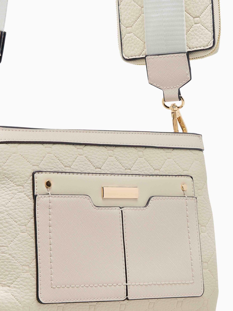 Embossed Crossbody Bag with Pouch