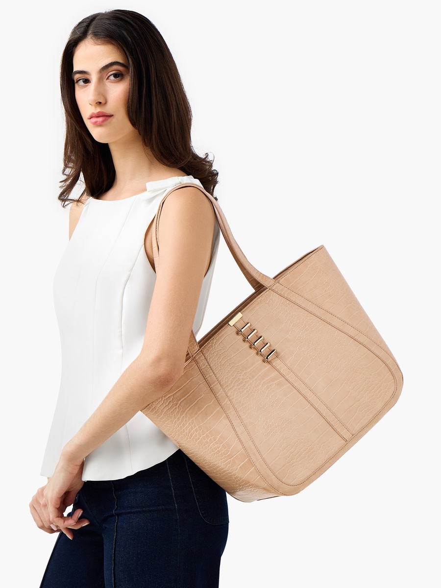Animal Textured Tote Bag with Handles
