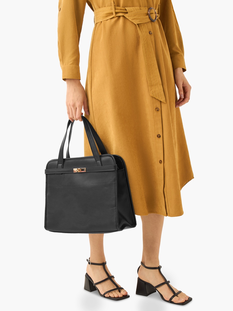 Textured Tote Bag with Double Handle