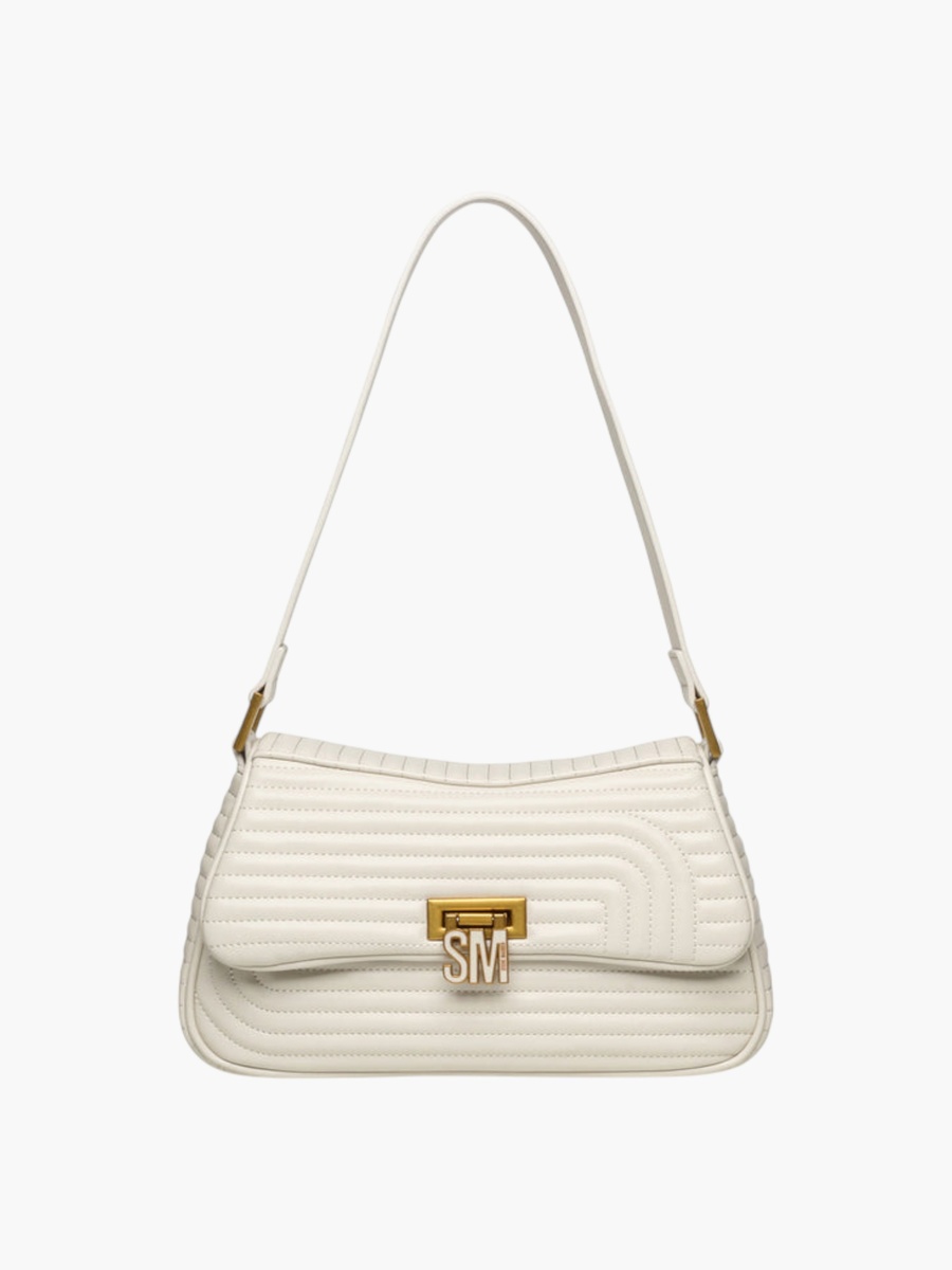 Quilted Shoulder Bag with Button Closure
