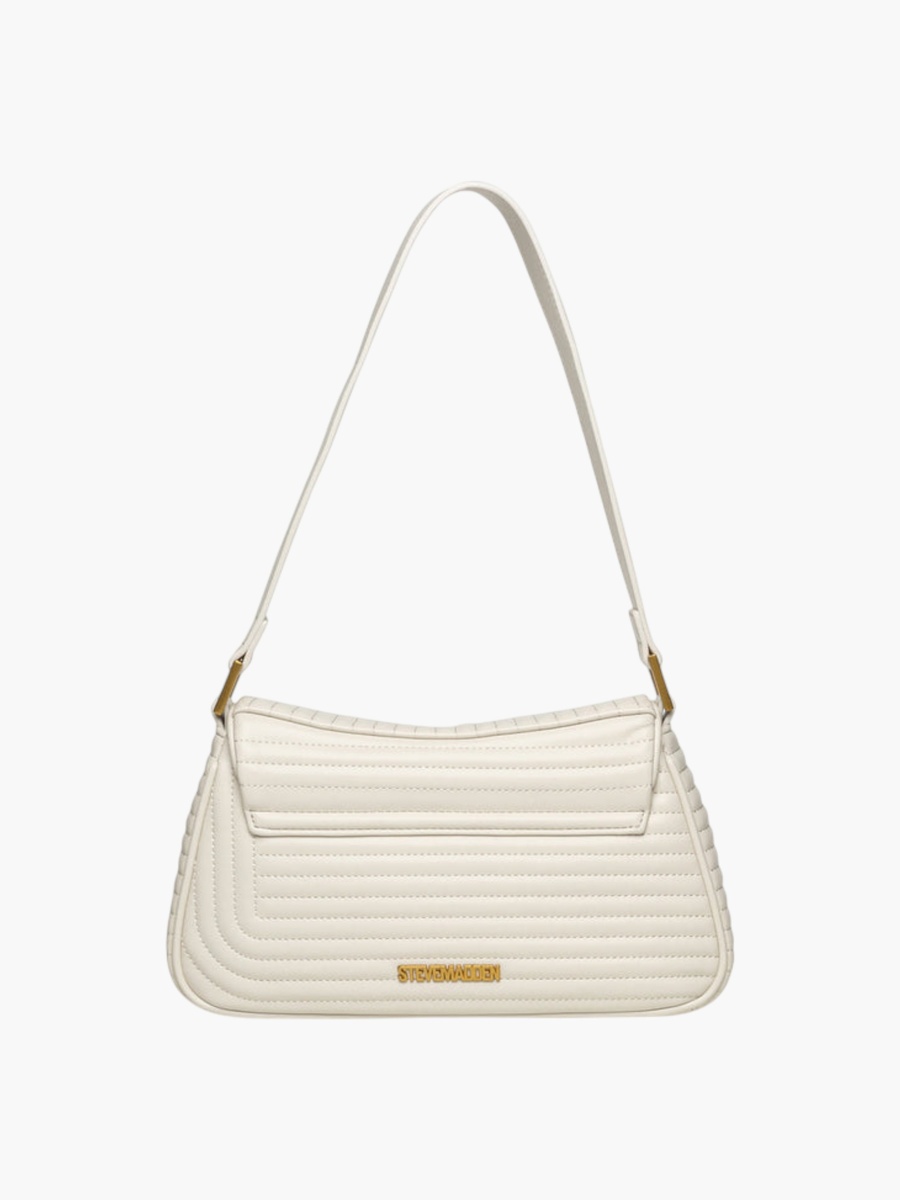 Quilted Shoulder Bag with Button Closure