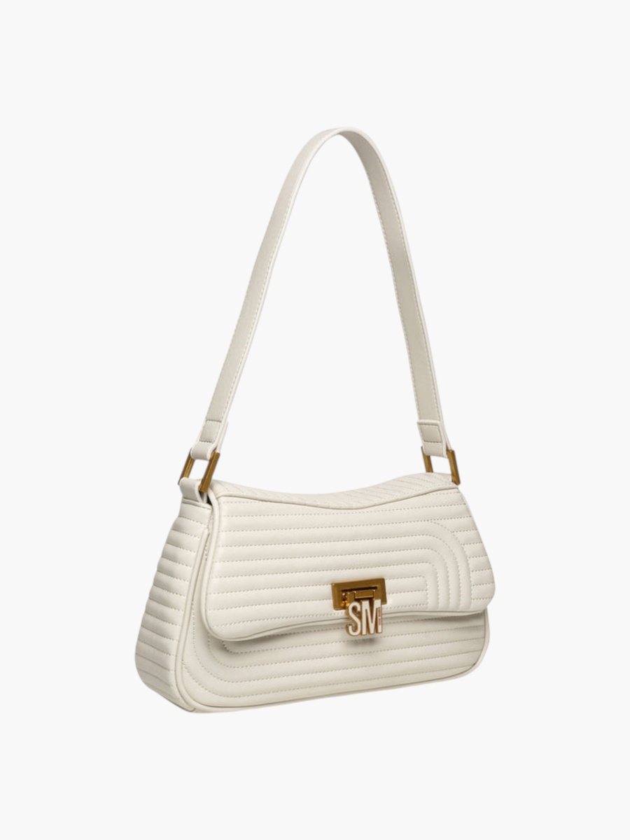Quilted Shoulder Bag with Button Closure