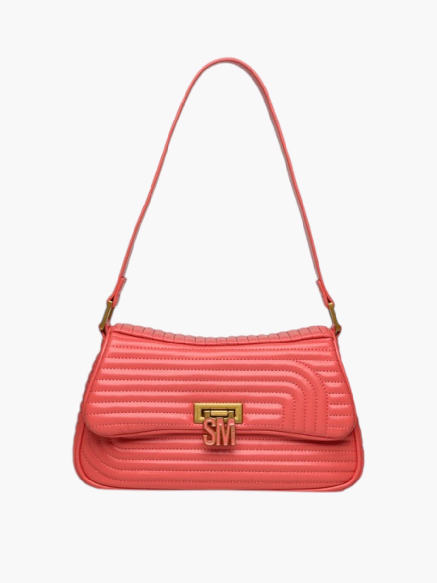 Quilted Shoulder Bag with Flap Closure