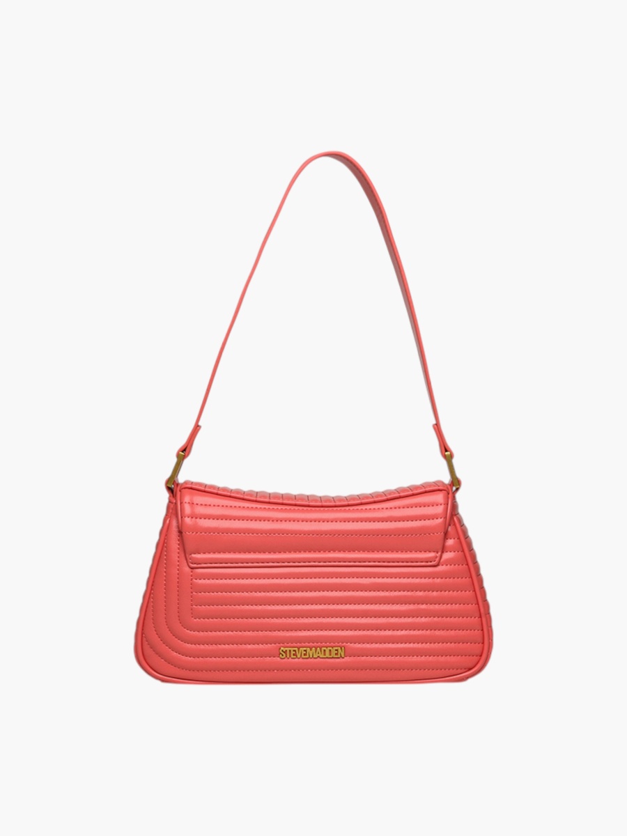 Quilted Shoulder Bag with Flap Closure