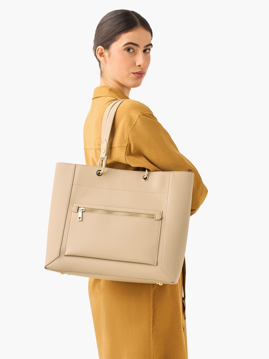 Tia Textured Tote Bag with Pouch