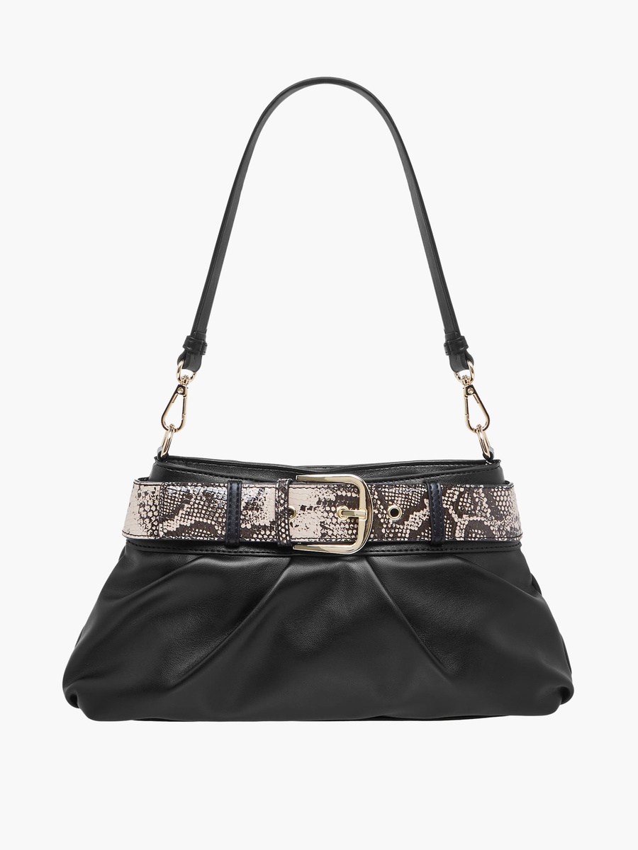 Tia Solid Shoulder Bag with Detachable Strap