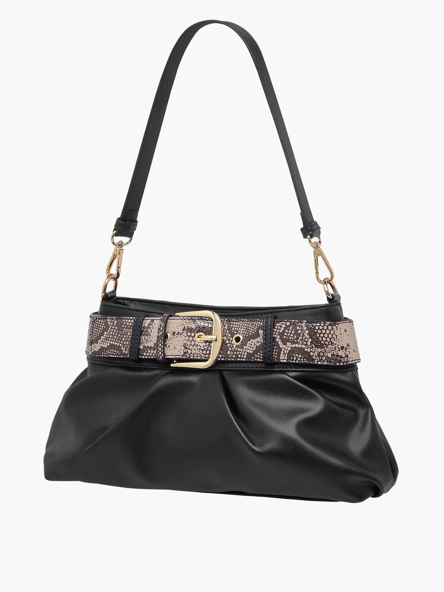 Tia Solid Shoulder Bag with Detachable Strap