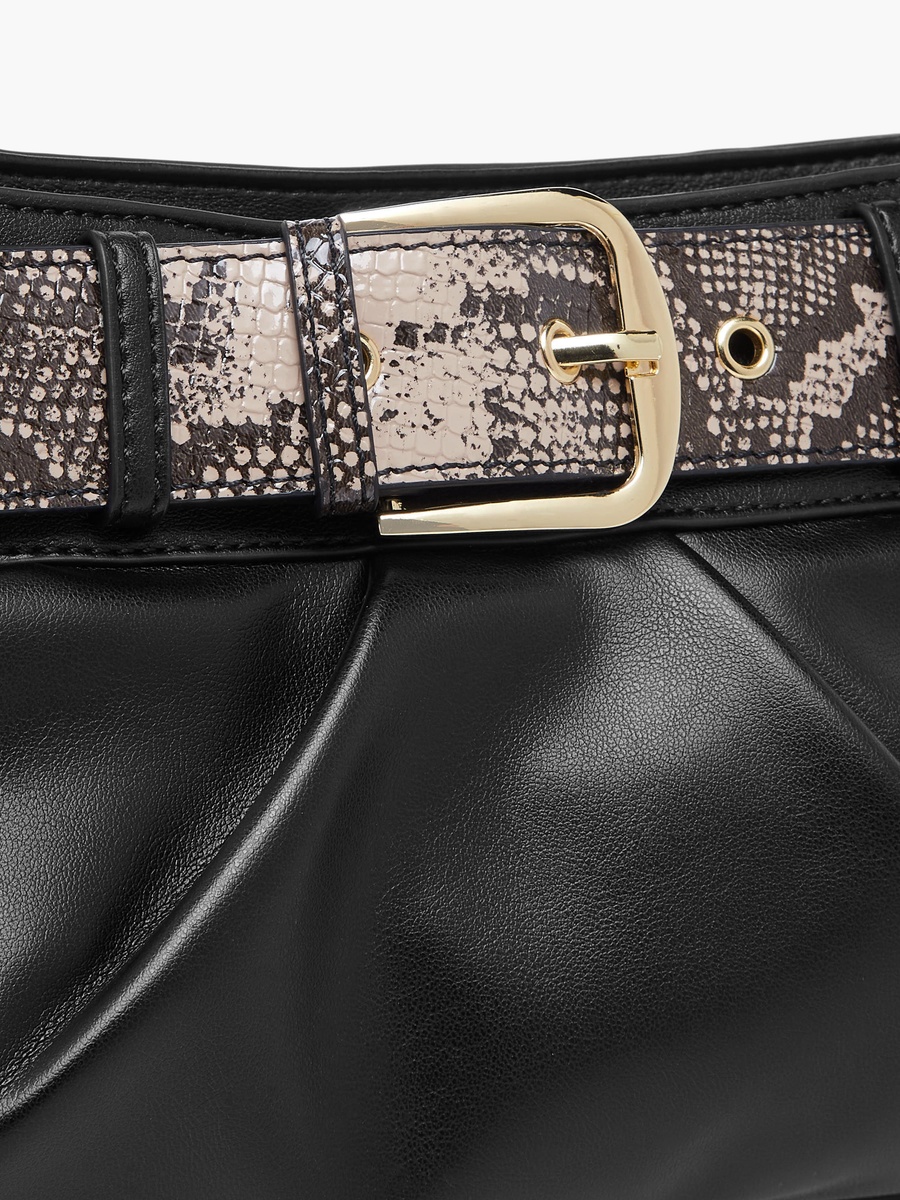 Tia Solid Shoulder Bag with Detachable Strap