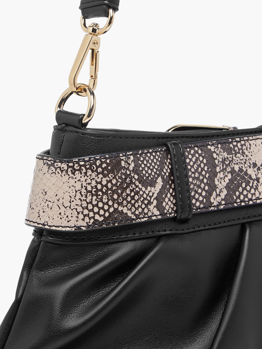 Tia Solid Shoulder Bag with Detachable Strap